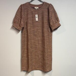 LOFT Pink and Brown Tweed Dress